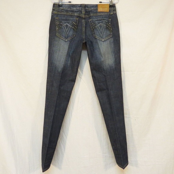 Rue 21 Premiere Denim Jeans w Pocket Bling‎ Size 1/2 - Picture 2 of 3